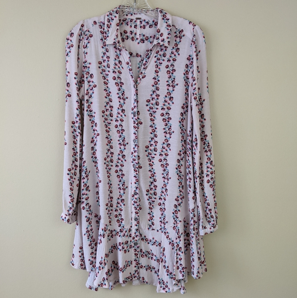 Free People Floral Button Up Dress XS